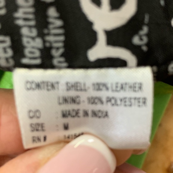 Green Leather Empower Design Jacket - Picture 5 of 5